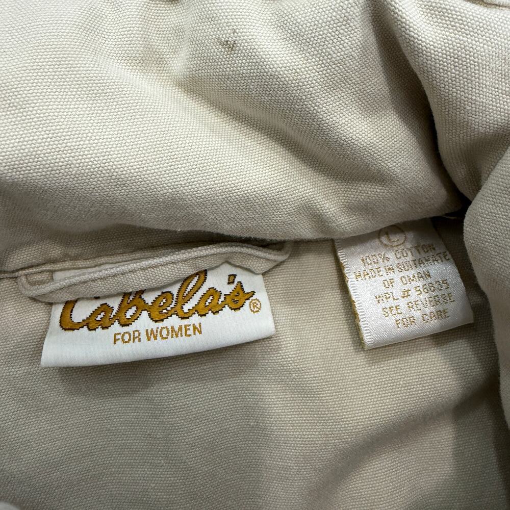 Vintage Cabelas Chore Coat Women's Large Beige Barn Utility y2k Safari Club - Picture 8 of 11